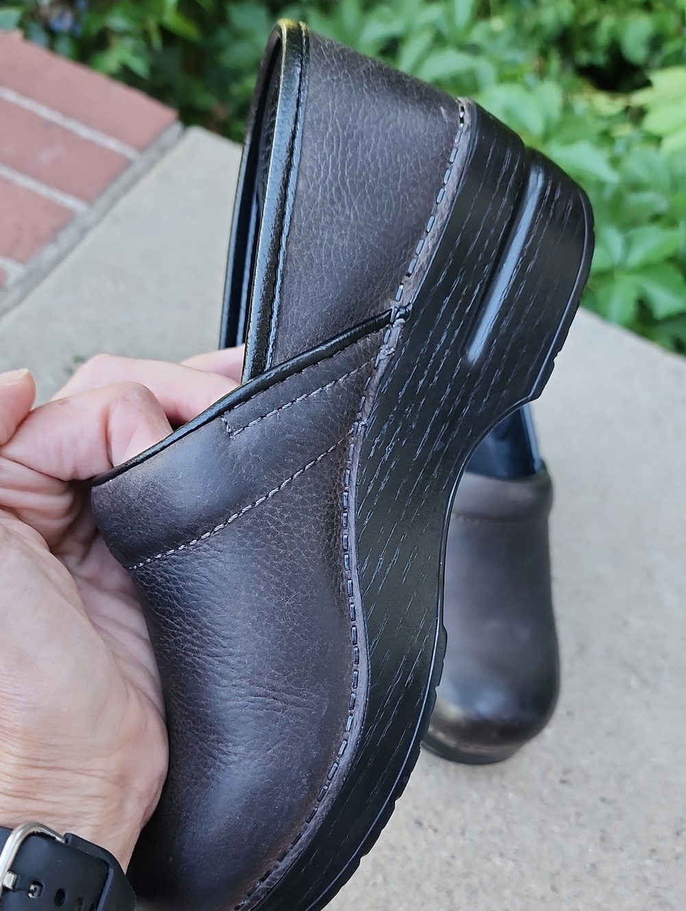 Dansko Dark Brown Leather Slip-On Clogs - Picture 9 of 17